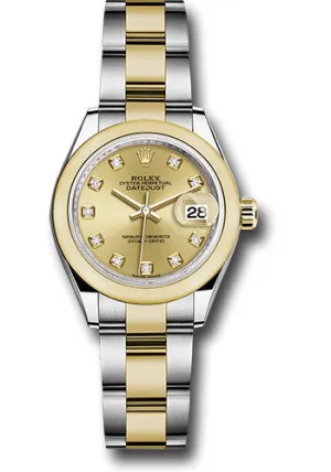   x Steel and Yellow Gold   sor Lady-Datejust 28 Watch - Domed Bezel - Champagne Diamond Dial - Oyster Bracelet - 279163 chdo Datejust watch for sale   x Datejust watch