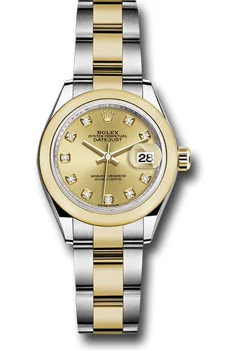   x Steel and Yellow Gold   sor Lady-Datejust 28 Watch - Domed Bezel - Champagne Diamond Dial - Oyster Bracelet - 279163 chdo Datejust watch for sale   x Datejust watch