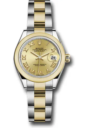   x Steel and Yellow Gold   sor Lady-Datejust 28 Watch - Domed Bezel - Champagne Roman Dial - Oyster Bracelet - 279163 chro Datejust watch for sale   x Datejust watch