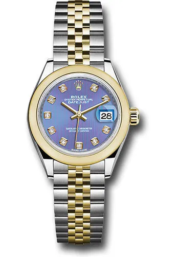   x Steel and Yellow Gold   sor Lady-Datejust 28 Watch - Domed Bezel - Lavender Diamond Dial - Jubilee Bracelet - 279163 ldj Datejust watch for sale   x Datejust watch