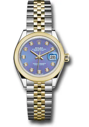   x Steel and Yellow Gold   sor Lady-Datejust 28 Watch - Domed Bezel - Lavender Diamond Dial - Jubilee Bracelet - 279163 ldj Datejust watch for sale   x Datejust watch