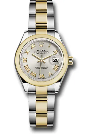   x Steel and Yellow Gold   sor Lady-Datejust 28 Watch - Domed Bezel - Silver Roman Dial - Oyster Bracelet - 279163 sro Datejust watch for sale   x Datejust watch