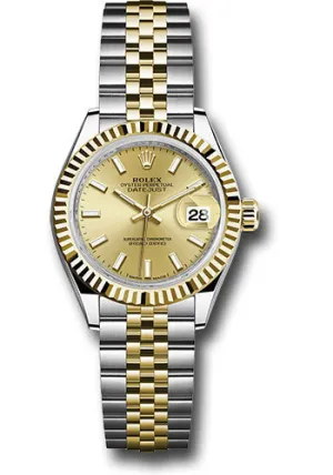   x Steel and Yellow Gold   sor Lady-Datejust 28 Watch - Fluted Bezel - Champagne Index Dial - Jubilee Bracelet - 279173 chij Datejust watch for sale   x Datejust watch