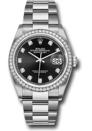   x Steel Datejust 36 Watch - Diamond Bezel - Black Diamond Dial - Oyster Bracelet - 126284RBR bkdo Datejust watch for sale   x Datejust watch