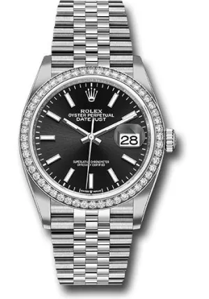   x Steel Datejust 36 Watch - Diamond Bezel - Black Index Dial - Jubilee Bracelet - 126284RBR bkij Datejust watch for sale   x Datejust watch