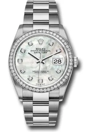   x Steel Datejust 36 Watch - Diamond Bezel - Mother-of-Pearl Diamond Dial - Oyster Bracelet - 126284RBR mdo Datejust watch for sale   x Datejust watch