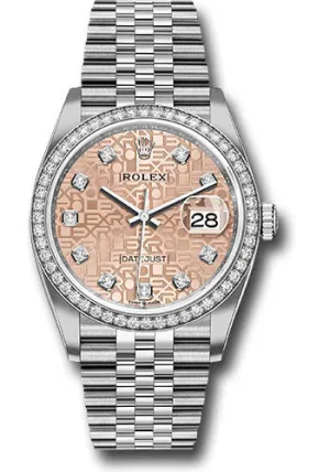   x Steel Datejust 36 Watch - Diamond Bezel - Pink Jubilee Diamond Dial - Jubilee Bracelet - 126284RBR pjdj Datejust watch for sale   x Datejust watch