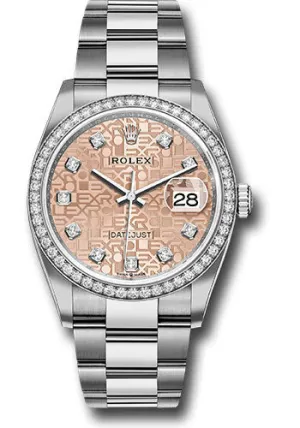   x Steel Datejust 36 Watch - Diamond Bezel - Pink Jubilee Diamond Dial - Oyster Bracelet - 126284RBR pjdo Datejust watch for sale   x Datejust watch