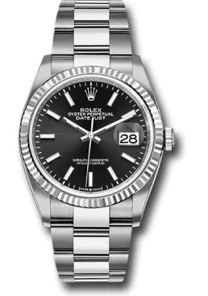   x Steel Datejust 36 Watch - Fluted Bezel - Black Index Dial - Oyster Bracelet - 126234 bkio Datejust watch for sale   x Datejust watch