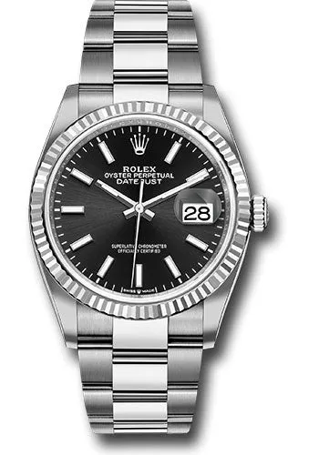   x Steel Datejust 36 Watch - Fluted Bezel - Black Index Dial - Oyster Bracelet - 126234 bkio Datejust watch for sale   x Datejust watch
