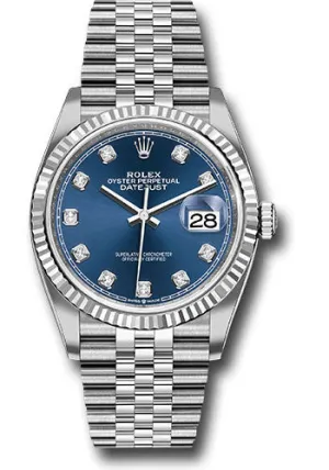   x Steel Datejust 36 Watch - Fluted Bezel - Blue Diamond Dial - Jubilee Bracelet - 126234 bldj Datejust watch for sale   x Datejust watch