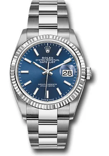   x Steel Datejust 36 Watch - Fluted Bezel - Blue Index Dial - Oyster Bracelet - 126234 blio Datejust watch for sale   x Datejust watch