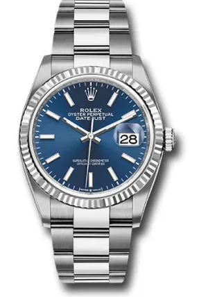   x Steel Datejust 36 Watch - Fluted Bezel - Blue Index Dial - Oyster Bracelet - 126234 blio Datejust watch for sale   x Datejust watch