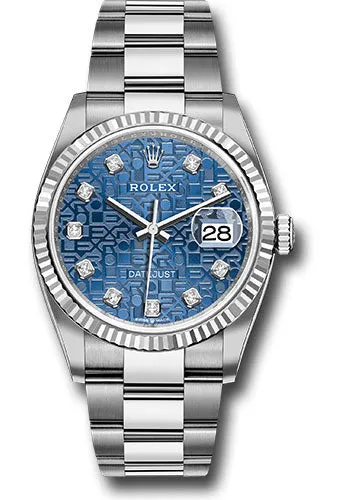  x Steel Datejust 36 Watch - Fluted Bezel - Blue Jubilee Diamond Dial - Oyster Bracelet - 126234 bljdo Datejust watch for sale   x Datejust watch