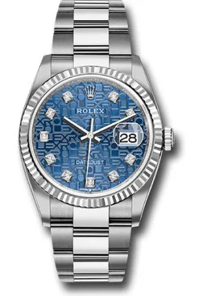   x Steel Datejust 36 Watch - Fluted Bezel - Blue Jubilee Diamond Dial - Oyster Bracelet - 126234 bljdo Datejust watch for sale   x Datejust watch