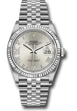   x Steel Datejust 36 Watch - Fluted Bezel - Silver Diamond Roman VI and IX Dial - Jubilee Bracelet - 126234 sdr69j Datejust watch for sale   x Datejust watch