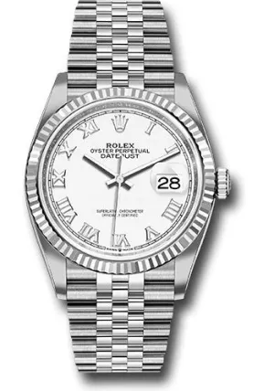   x Steel Datejust 36 Watch - Fluted Bezel - White Roman Dial - Jubilee Bracelet - 126234 wrj Datejust watch for sale   x Datejust watch