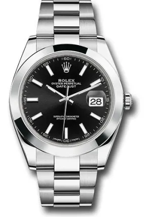   x Steel Datejust 41 Watch - Smooth Bezel - Black Index Dial - Oyster Bracelet - 126300 bkio Datejust watch for sale   x Datejust watch
