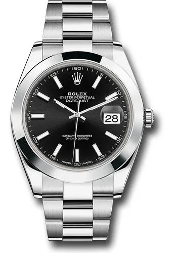   x Steel Datejust 41 Watch - Smooth Bezel - Black Index Dial - Oyster Bracelet - 126300 bkio Datejust watch for sale   x Datejust watch