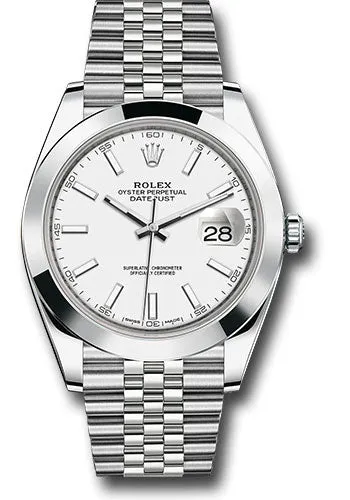   x Steel Datejust 41 Watch - Smooth Bezel - White Index Dial - Jubilee Bracelet - 126300 wij Datejust watch for sale   x Datejust watch