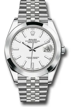   x Steel Datejust 41 Watch - Smooth Bezel - White Index Dial - Jubilee Bracelet - 126300 wij Datejust watch for sale   x Datejust watch