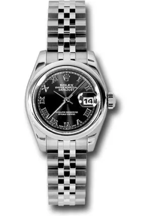   x Steel Lady-Datejust 26 Watch - Domed Bezel - Black Roman Dial - Jubilee Bracelet - 179160 bkrj Datejust watch for sale   x Datejust watch