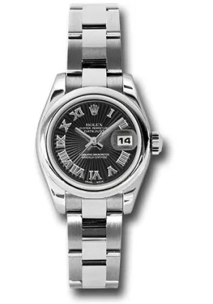   x Steel Lady-Datejust 26 Watch - Domed Bezel - Black Sunbeam Roman Dial - Oyster Bracelet - 179160 bksbro Datejust watch for sale   x Datejust watch