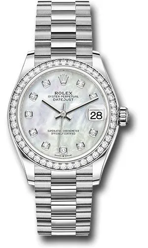   x White Gold Datejust 31 Watch - Diamond Bezel - Mother-Of-Pearl Diamond Dial - President Bracelet 278289RBR mdp Datejust watch for sale   x Datejust watch