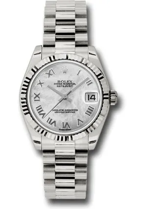   x White Gold Datejust 31 Watch - Fluted Bezel - Mother-Of-Pearl Roman Dial - President Bracelet 178279 mrp Datejust watch for sale   x Datejust watch