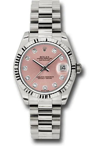   x White Gold Datejust 31 Watch - Fluted Bezel - Pink Diamond Dial - President Bracelet 178279 pdp Datejust watch for sale   x Datejust watch