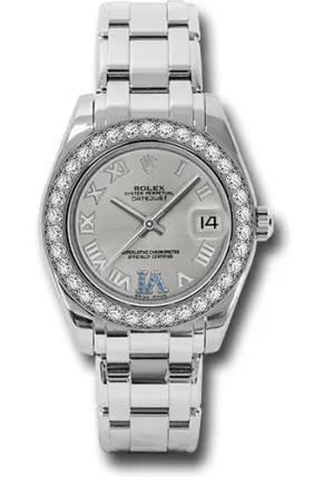   x White Gold Datejust Pearlmaster 34 Watch - 34 Diamond Bezel - Silver Roman Dial - 81299 ssr Datejust watch for sale   x Datejust watch
