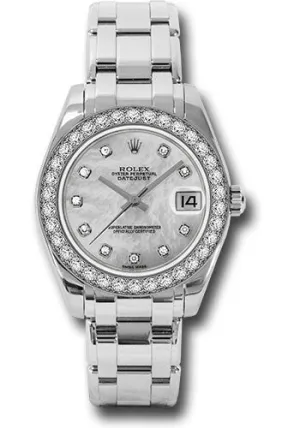   x White Gold Datejust Pearlmaster 34 Watch - 34 Diamond Bezel - White Mother-Of-Pearl Diamond Dial - 81299 md Datejust watch for sale   x Datejust watch