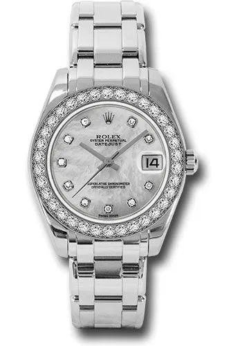   x White Gold Datejust Pearlmaster 34 Watch - 34 Diamond Bezel - White Mother-Of-Pearl Diamond Dial - 81299 md Datejust watch for sale   x Datejust watch