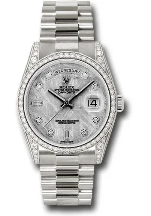   x White Gold Day-Date 36 Watch -  Bezel - Meteorite Diamond Dial - President Bracelet - 118389 mtdp Day-Date Watches Affordable Day-Date Watch