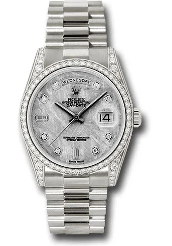   x White Gold Day-Date 36 Watch -  Bezel - Meteorite Diamond Dial - President Bracelet - 118389 mtdp Day-Date Watches Affordable Day-Date Watch
