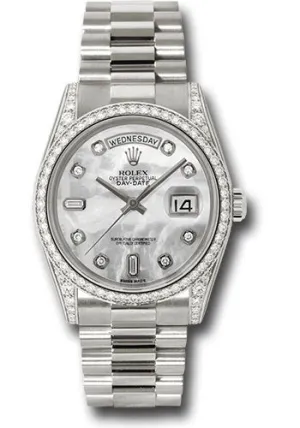   x White Gold Day-Date 36 Watch -  Bezel - Mother-Of-Pearl Diamond Dial - President Bracelet - 118389 mdp Day-Date Watches Affordable Day-Date Watch