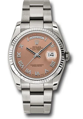   x White Gold Day-Date 36 Watch - Fluted Bezel - Copper Roman Dial - Oyster Bracelet - 118239 cro Day-Date Watches Affordable Day-Date Watch
