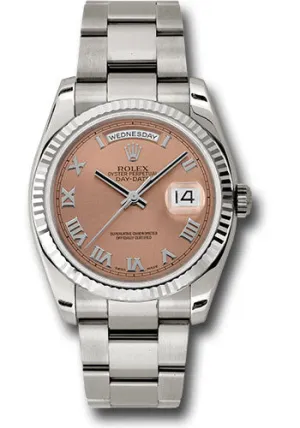   x White Gold Day-Date 36 Watch - Fluted Bezel - Copper Roman Dial - Oyster Bracelet - 118239 cro Day-Date Watches Affordable Day-Date Watch