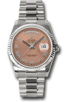   x White Gold Day-Date 36 Watch - Fluted Bezel - Copper Roman Dial - President Bracelet - 118239 crp Day-Date Watches Affordable Day-Date Watch