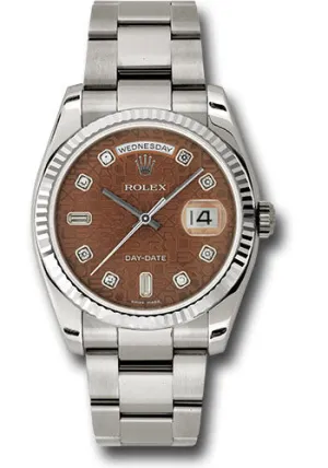   x White Gold Day-Date 36 Watch - Fluted Bezel - Havana Brown Jubilee Diamond Dial - Oyster Bracelet - 118239 hbjdo Day-Date Watches Affordable Day-Date Watch