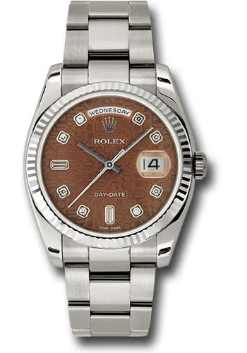   x White Gold Day-Date 36 Watch - Fluted Bezel - Havana Brown Jubilee Diamond Dial - Oyster Bracelet - 118239 hbjdo Day-Date Watches Affordable Day-Date Watch