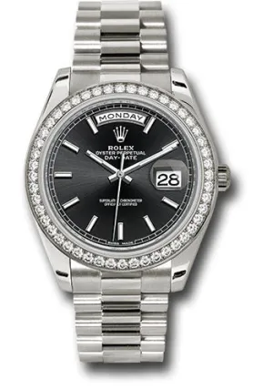   x White Gold Day-Date 40 Watch -  Bezel - Black Index Dial - President Bracelet - 228349RBR bkip Day-Date Watches Affordable Day-Date Watch