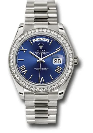   x White Gold Day-Date 40 Watch -  Bezel - Blue Bevelled Roman Dial - President Bracelet - 228349RBR blrp Day-Date Watches Affordable Day-Date Watch