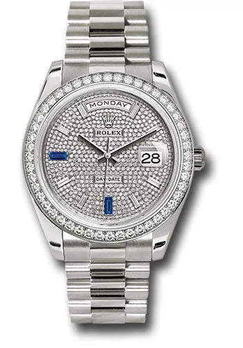   x White Gold Day-Date 40 Watch - White Gold Bezel - Diamond Paved Baguette Diamond Dial - President Bracelet - 228349RBR dp7d2sp Day-Date Watches Affordable Day-Date Watch