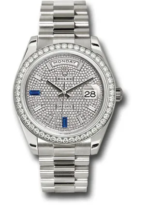   x White Gold Day-Date 40 Watch - White Gold Bezel - Diamond Paved Baguette Diamond Dial - President Bracelet - 228349RBR dp7d2sp Day-Date Watches Affordable Day-Date Watch