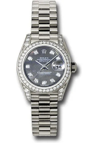   x White Gold Lady-Datejust 26 Watch - 42 Diamond Bezel - Dark Mother-Of-Pearl Diamond Dial - President Bracelet - 179159 dkmdp Datejust watch for sale   x Datejust watch