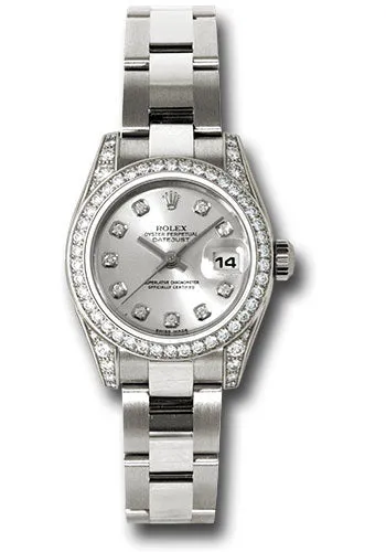   x White Gold Lady-Datejust 26 Watch - 42 Diamond Bezel - Silver Diamond Dial - Oyster Bracelet - 179159 sdo Datejust watch for sale   x Datejust watch