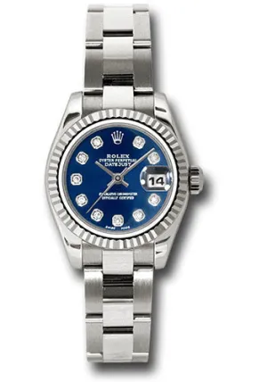   x White Gold Lady-Datejust 26 Watch - Fluted Bezel - Blue Diamond Dial - Oyster Bracelet - 179179 bdo Datejust watch for sale   x Datejust watch