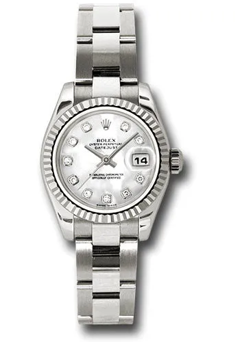   x White Gold Lady-Datejust 26 Watch - Fluted Bezel - Mother-Of-Pearl Diamond Dial - Oyster Bracelet - 179179 mdo Datejust watch for sale   x Datejust watch