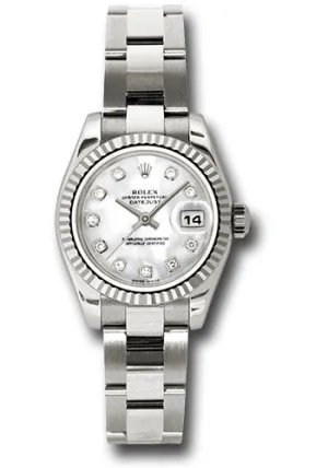   x White Gold Lady-Datejust 26 Watch - Fluted Bezel - Mother-Of-Pearl Diamond Dial - Oyster Bracelet - 179179 mdo Datejust watch for sale   x Datejust watch